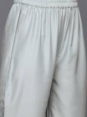 Embroidered Empire Mirror Work Kurta With Trousers & With Dupatta 4