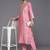 Women Pink Embroidered Mirror Work Kurta with Trouser