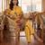 yellow floral and striped print straight cotton co-ord set