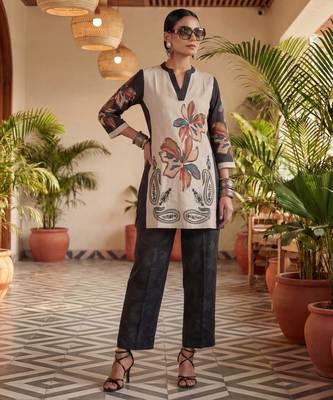 black printed cotton co-ord set 1