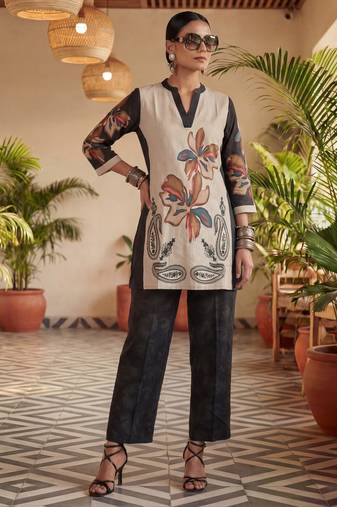 black printed cotton co-ord set