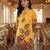 yellow floral and striped print straight cotton co-ord set