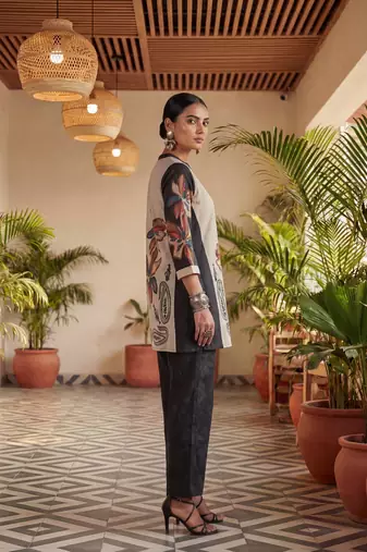 black printed cotton co-ord set