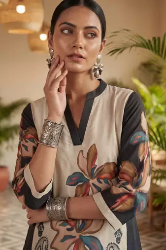black printed cotton co-ord set