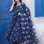 Yufta navy blue cotton kalidaar style kurta pant dupatta set