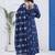 Yufta navy blue cotton kalidaar style kurta pant dupatta set