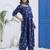 Yufta navy blue cotton kalidaar style kurta pant dupatta set