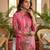 pink floral and striped print straight cotton co-ord set