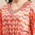 Coral Red Chevron Printed Zari Embroidery Neckline Kaftan Kurta with Trousers