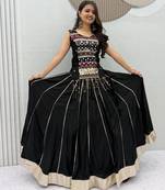 Black Color lampi bordar & ribbon work Cotton Navratri Lahenga Choli