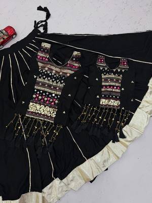 Black Color lampi bordar & ribbon work Cotton Navratri Lahenga Choli 5