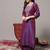 Women Zari Embroidered Yoke Geometric Jacquard Kurta with Trouser & Dupatta