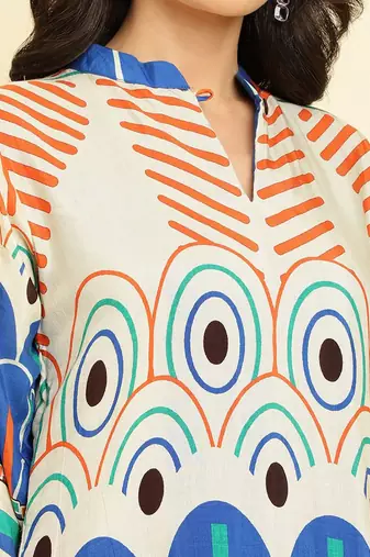 Geometric Printed Kurta With Trousers