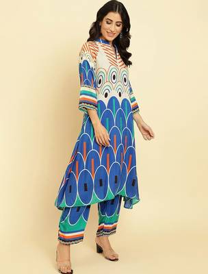 Geometric Printed Kurta With Trousers 4