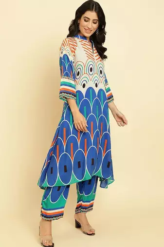 Geometric Printed Kurta With Trousers