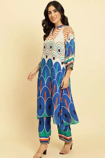 Geometric Printed Kurta With Trousers