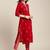 Women Red Floral Embroidered Regular Thread Work Velvet Kurta with Trousers