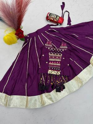 Plum lampi bordar & ribbon work Cotton Navratri Lahenga Choli 4