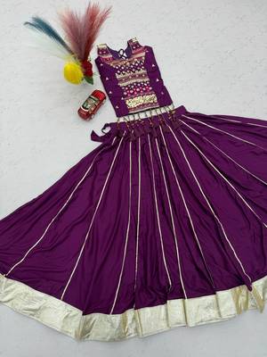 Plum lampi bordar & ribbon work Cotton Navratri Lahenga Choli 5