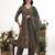 green cotton flared kurta pant dupatta set