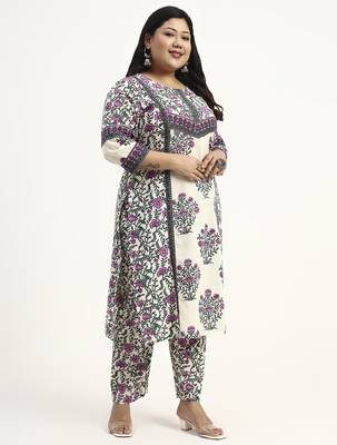 Yufta cotton yellow kurta dupatta set (plus size) 2