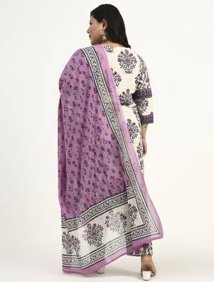 Yufta cotton yellow kurta dupatta set (plus size) 3