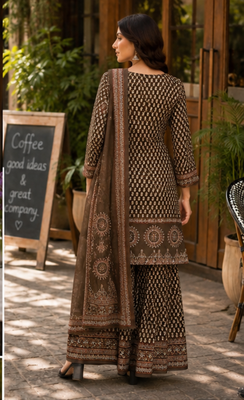 Cotton printed short kurti-palazzo pant-dupatta set 4