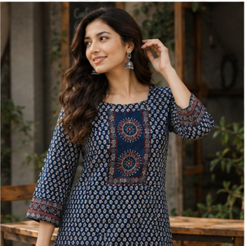 Cotton printed short kurti-palazzo pant-dupatta set 4