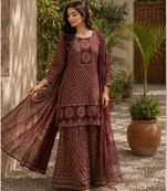 Cotton printed short kurti-palazzo pant-dupatta set