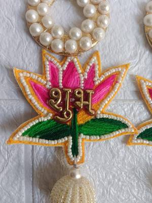 shubh labh lotus patch door hanging embroidered home pooja room festive decor (pack of 2) 3
