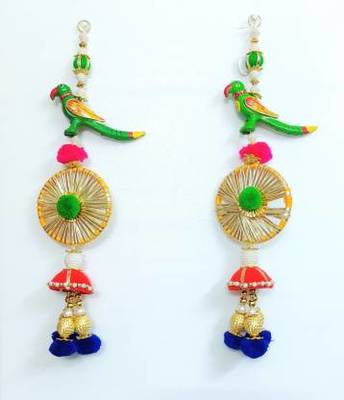 handmade jhumki parrot hanging for decoration festive home hanging decor (pack of 4) 1