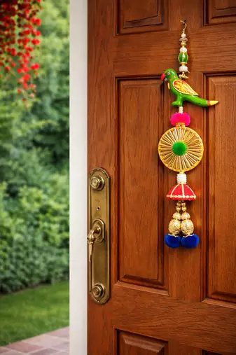 handmade jhumki parrot hanging for decoration festive home hanging decor (pack of 4)