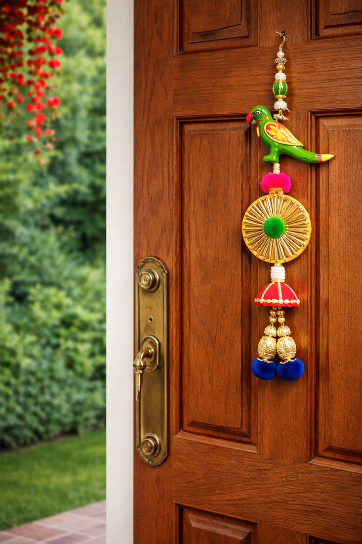 handmade jhumki parrot hanging for decoration festive home hanging decor (pack of 4)