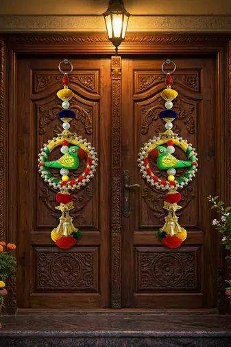 handmade parrot ring door hanging decorative wall hanging home festive decor (pack of 2)