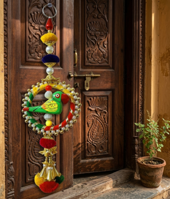 handmade parrot ring door hanging decorative wall hanging home festive decor (pack of 2) 3