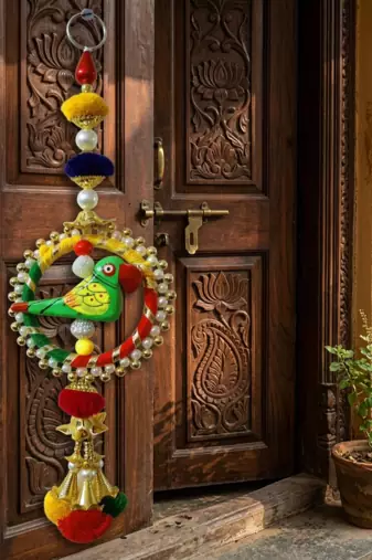handmade parrot ring door hanging decorative wall hanging home festive decor (pack of 2)
