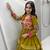 Olive Heavy gamthi work Cotton Navratri Lahenga Choli Set
