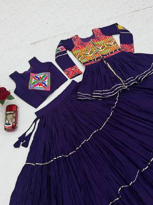 Purple Heavy gamthi work Cotton Navratri Lahenga Choli Set 4