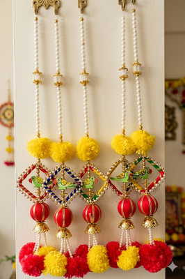 handcrafted parrot marigold hanging gift for home decoration festive home pooja hanging decorations (pack of 4) 2