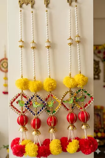 handcrafted parrot marigold hanging gift for home decoration festive home pooja hanging decorations (pack of 4)