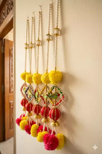 handcrafted parrot marigold hanging gift for home decoration festive home pooja hanging decorations (pack of 4)