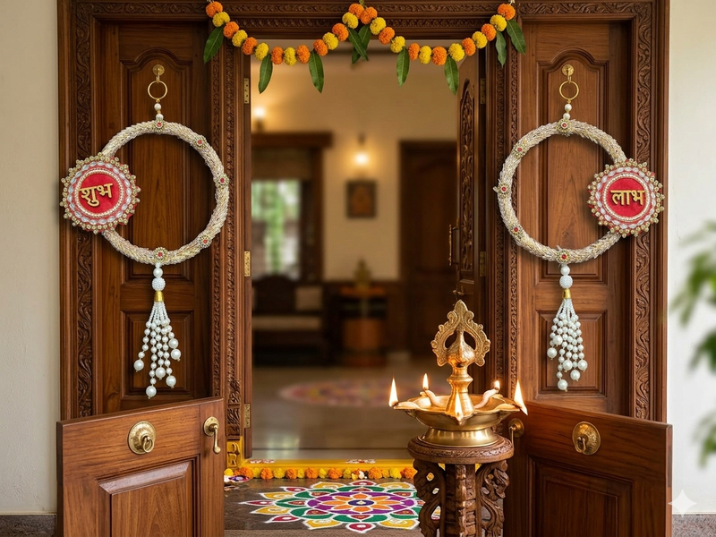 handmade shubh labh ring hanging handmade decorative home festive decor (pack of 2)