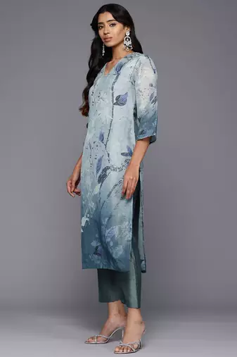 Floral Printed Regular Gotta Patti Kurta With Trousers & Dupatta