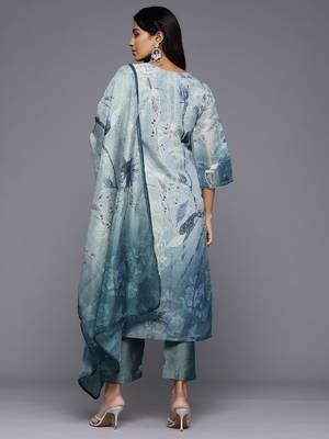 Floral Printed Regular Gotta Patti Kurta With Trousers & Dupatta 6