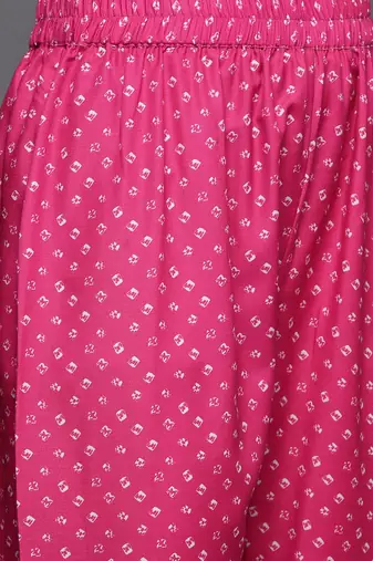 Women Pink Bandhani Printed Kurta with Trousers & With Dupatta