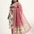 pink and beige cotton floral sequins work kurta dupatta set