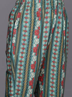 Women Floral Printed Regular Beaded Pure Cotton Kurta with Trousers 3