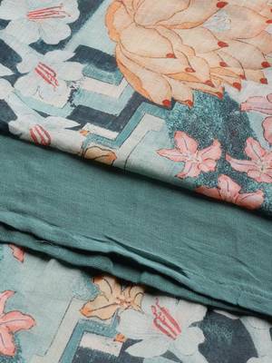 Women Floral Printed Regular Beaded Pure Cotton Kurta with Trousers 8