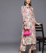 Women Abstract Printed Regular Kurta With Trousers