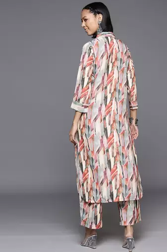 Women Abstract Printed Regular Kurta With Trousers